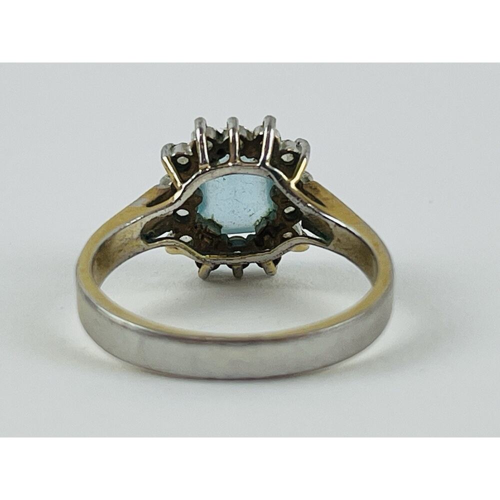 Vintage Ring 14K GE Gold Electroplate Taiwan Size 9 Aquamarine Blue Pale Rhinest - Picture 13 of 16